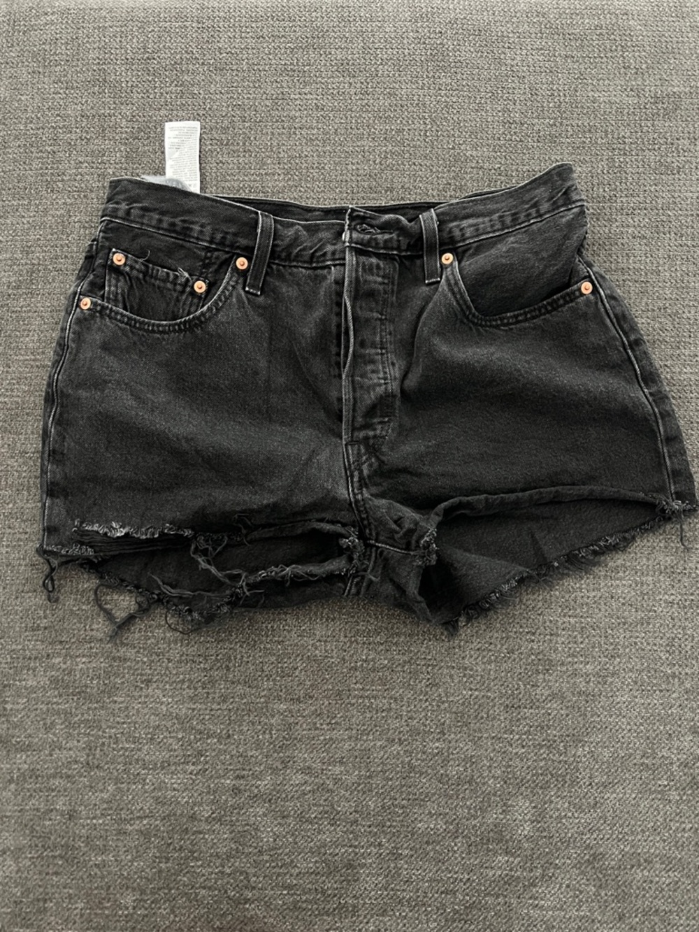 Levi's Black Distressed Cutoff Jean Shorts 501